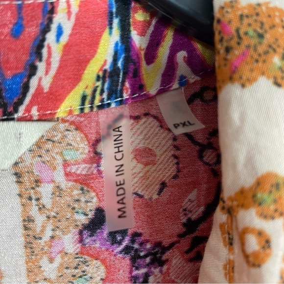 Soft Surrounding Brynn Button Tunic Shirt Floral Paisley Silk Velvet Trim - Picture 10 of 10